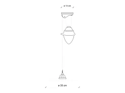 Lampadario Vintage Saliscendi B&W Metallo Smaltato Nero E Bianco 1 Luce E27 35Cm