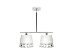 AKUNADECOR Lámpara Suspendida^Lampara De 2 Luces Modelo Dalia Acabado Blanco Y Plateado
