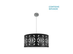 AKUNADECOR Lámpara Suspendida^Lampara Colgante Modelo Katerina Cromo/madera Negra Plateado