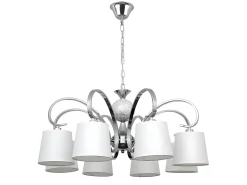 AKUNADECOR Lámpara Suspendida^Lampara Concordia 8xe14 Cromo Pantalla Blanca 50-70x78d De Plateado