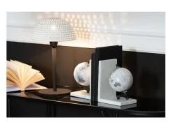 Lampara de mesa seta bolas hierro brillante blanco/negro Alt. 36