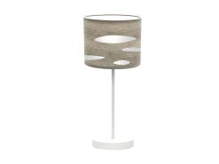 AKUNADECOR Lámpara De Mesa^Lampara De Sobremesa Color Madera Gris Modelo Odra Blanco