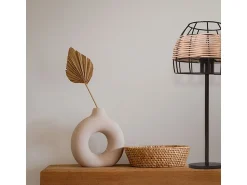 Hot Lampara de sobremesa Sotero 60W mimbre marrón/natural Ø20x43,5 cm Color natural claro