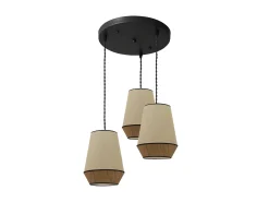 AKUNADECOR Lámpara Suspendida^Lampara De Techo Modelo Campana 3 Luces Saco/marron Regulable Negro