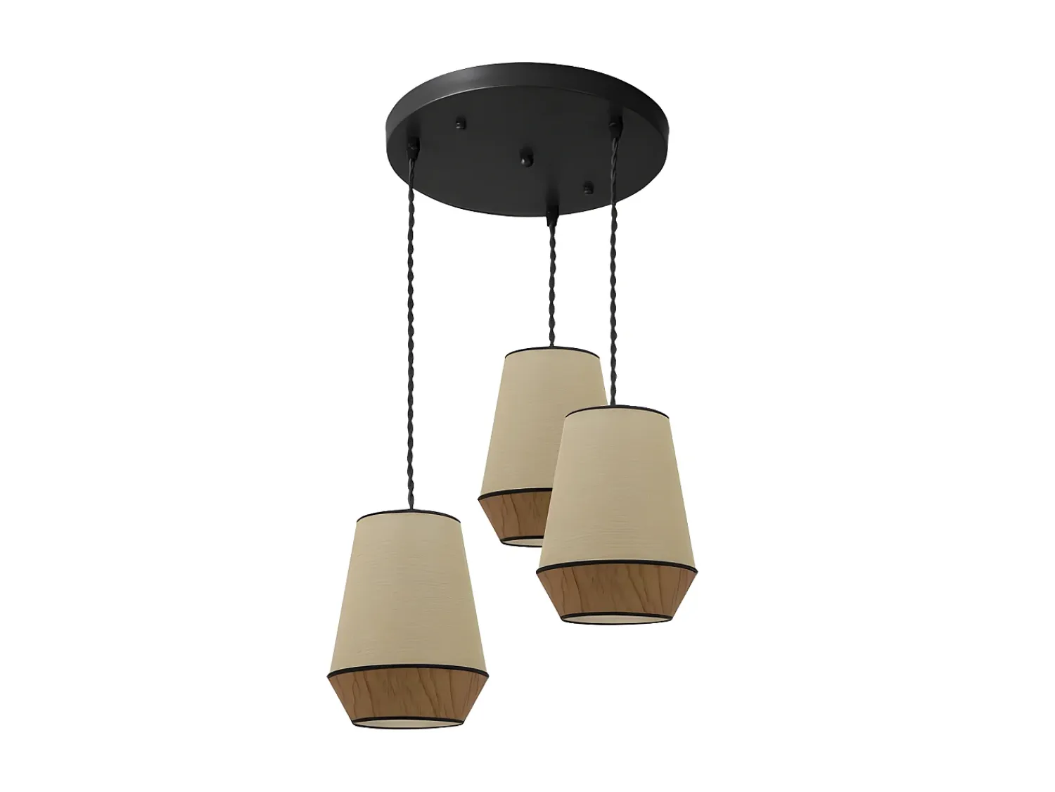 AKUNADECOR Lámpara Suspendida^Lampara De Techo Modelo Campana 3 Luces Saco/marron Regulable Negro