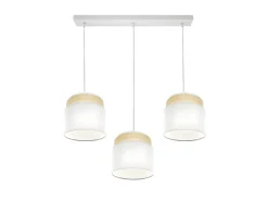 AKUNADECOR Lámpara Suspendida^Lampara Lineal /natural Mmodelo Kandy 3 Luces Regulable Blanco