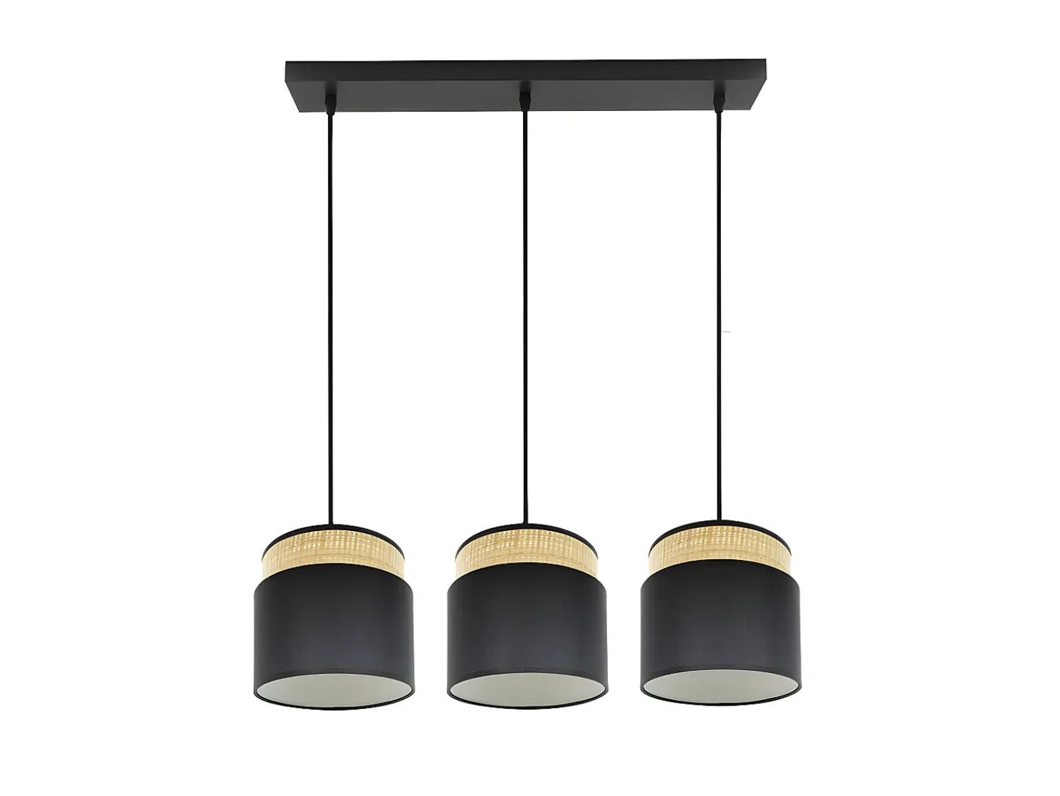 AKUNADECOR Lámpara Suspendida^Lampara Lineal Modelo Kandy 3 Luces Natural/ Negro
