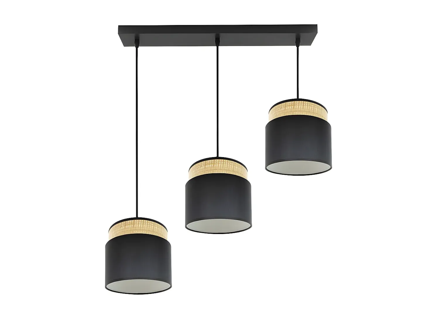 AKUNADECOR Lámpara Suspendida^Lampara Lineal Modelo Kandy 3 Luces Natural/ Negro