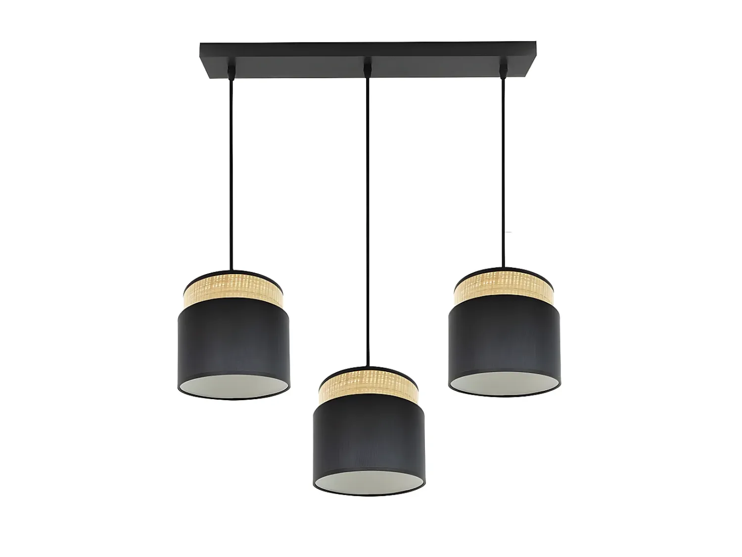 AKUNADECOR Lámpara Suspendida^Lampara Lineal Modelo Kandy 3 Luces Natural/ Negro