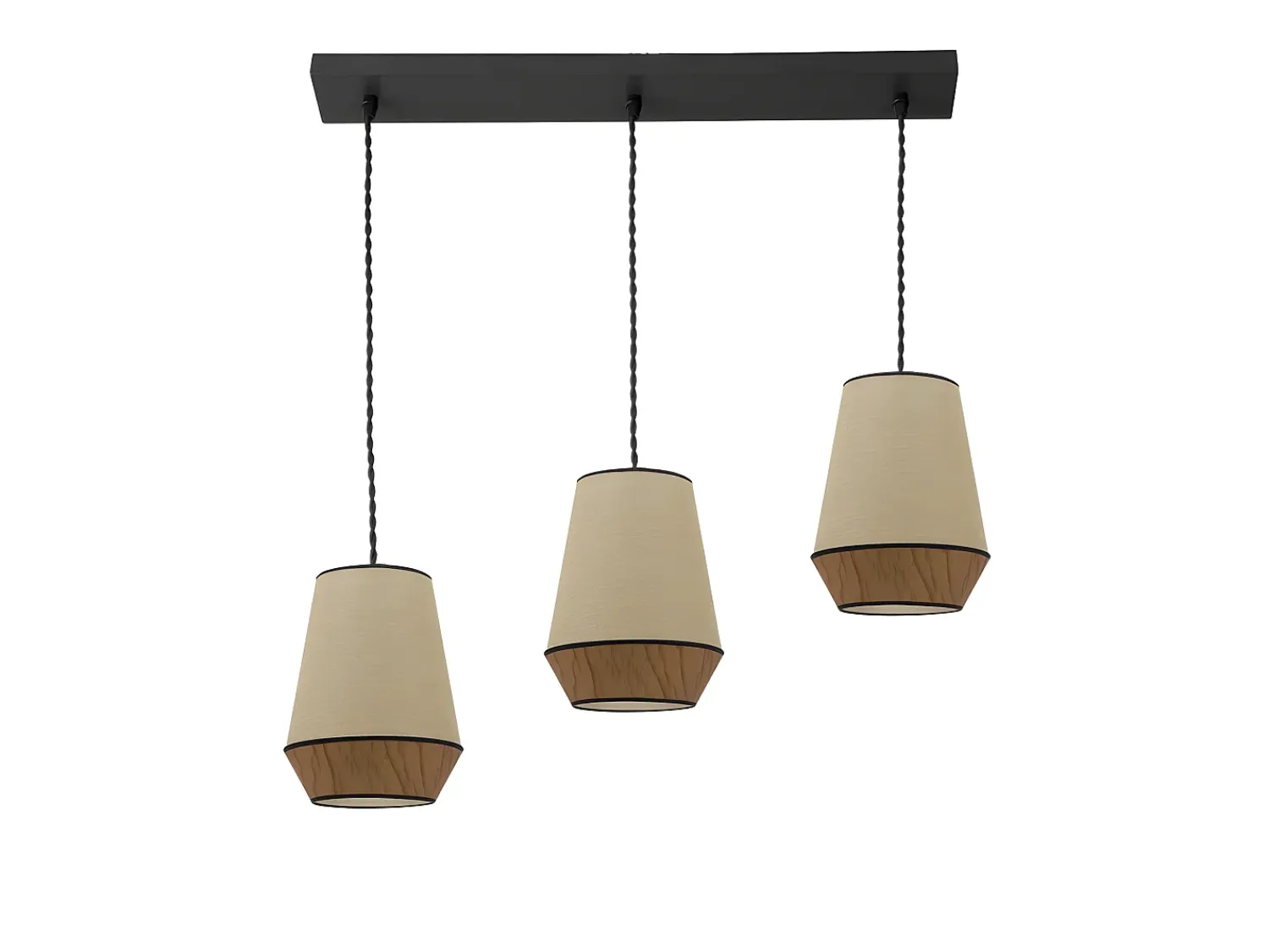 AKUNADECOR Lámpara Suspendida^Lampara Lineal Saco/marron Modelo Campana 3xe27 Regulable Negro