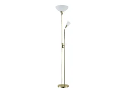 Online AKUNADECOR Lampara Pie De Salon Deneb Cuero, Con Punto Lector Dorado