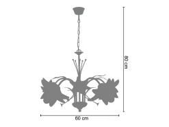TOSEL Lámpara Suspendida^Lámpara ,metal y cristal,Marrón, A80xD60xP60cm Marru00f3n