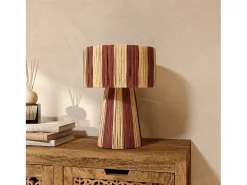 Rendez-Vous Déco Lámpara De Mesa^Lámpara a rayas naranja de hoja de palma - Soléa Terracota