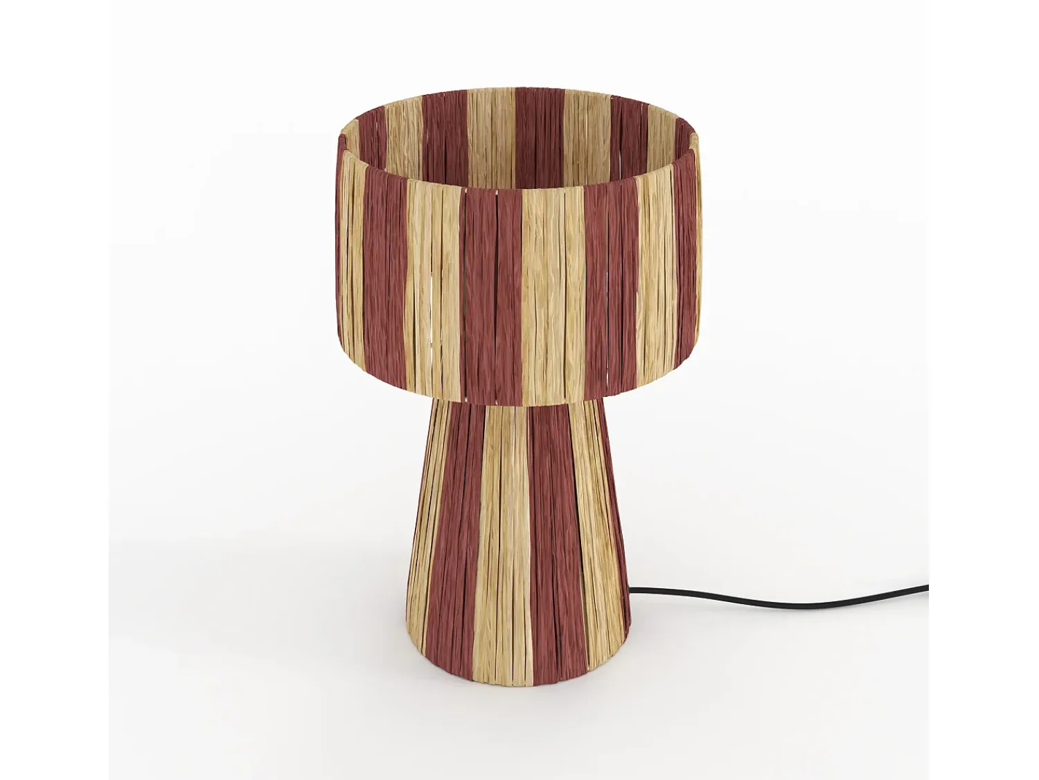 Rendez-Vous Déco Lámpara De Mesa^Lámpara a rayas naranja de hoja de palma - Soléa Terracota