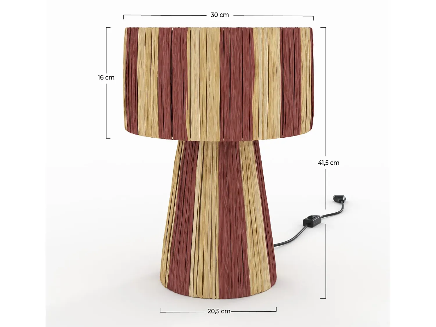 Rendez-Vous Déco Lámpara De Mesa^Lámpara a rayas naranja de hoja de palma - Soléa Terracota