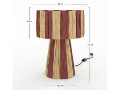 Rendez-Vous Déco Lámpara De Mesa^Lámpara a rayas naranja de hoja de palma - Soléa Terracota