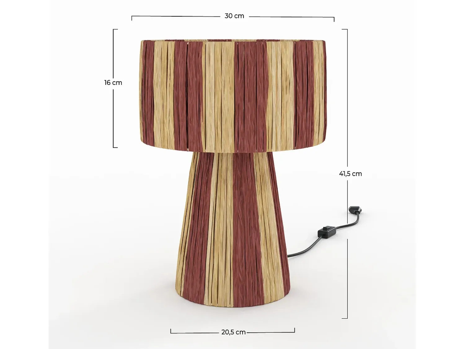 Rendez-Vous Déco Lámpara De Mesa^Lámpara a rayas naranja de hoja de palma - Soléa Terracota