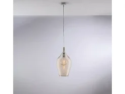 Lámpara colgante Ares de hierro con cristal pyrex ámbar, 1 luz, 142 Ø20, BL273-S1-AM Amarillo