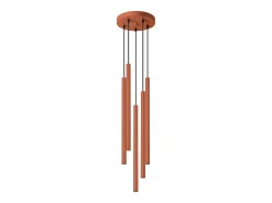 Sollux Lighting Lámpara Suspendida^Lámpara colgante Brill moderno de acero - 5 fuentes luminosas 4000K - L.25 x A.104 cm - ocre Rojo