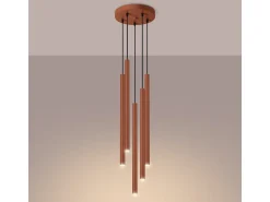 Sollux Lighting Lámpara Suspendida^Lámpara colgante Brill moderno de acero - 5 fuentes luminosas 4000K - L.25 x A.104 cm - ocre Rojo
