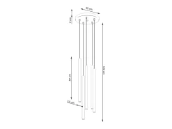Sollux Lighting Lámpara Suspendida^Lámpara colgante Brill moderno de acero - 5 fuentes luminosas 4000K - L.25 x A.104 cm - ocre Rojo