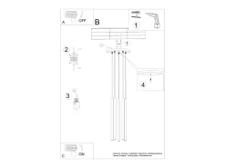 Sollux Lighting Lámpara Suspendida^Lámpara colgante Brill moderno de acero - 5 fuentes luminosas 4000K - L.25 x A.104 cm - ocre Rojo