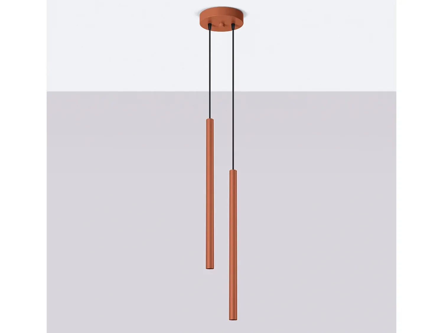 Clearance Sollux Lighting Lámpara colgante Brill moderno de acero - 2 fuentes luminosas 3000K - L.15 x A.104 cm - ocre Rojo