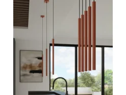 Clearance Sollux Lighting Lámpara colgante Brill moderno de acero - 2 fuentes luminosas 3000K - L.15 x A.104 cm - ocre Rojo