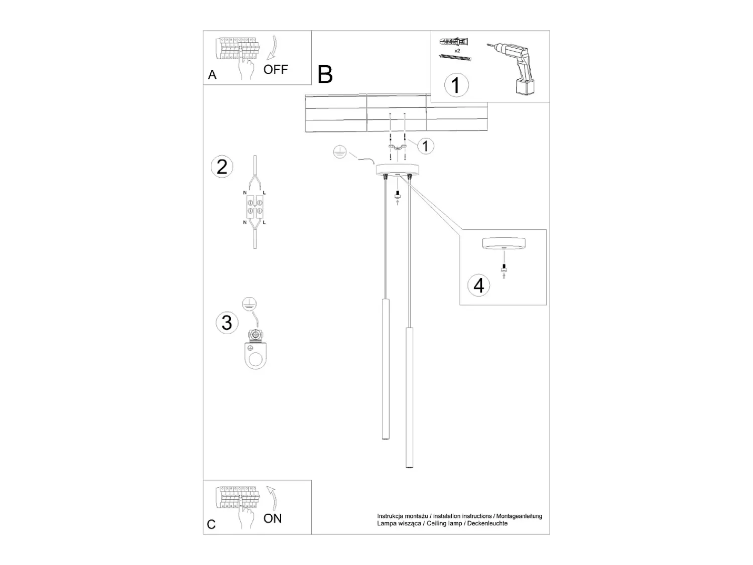 Clearance Sollux Lighting Lámpara colgante Brill moderno de acero - 2 fuentes luminosas 3000K - L.15 x A.104 cm - ocre Rojo