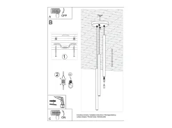 Sollux Lighting Lámpara Suspendida^Lámpara colgante Brill moderno de acero - 3 fuentes luminosas 3000K - L.19,5 x A.104 cm - ocre Rojo