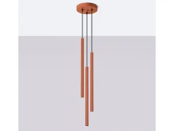 Sollux Lighting Lámpara Suspendida^Lámpara colgante Brill moderno de acero - 3 fuentes luminosas 3000K - L.19,5 x A.104 cm - ocre Rojo