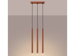 Clearance Sollux Lighting Lámpara colgante Brill moderno de acero - 3 fuentes luminosas 4000K - L.30 x A.94 cm - ocre Rojo