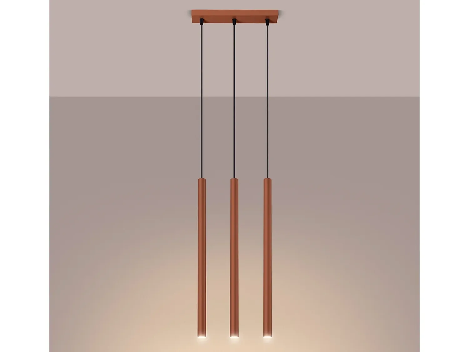 Clearance Sollux Lighting Lámpara colgante Brill moderno de acero - 3 fuentes luminosas 4000K - L.30 x A.94 cm - ocre Rojo