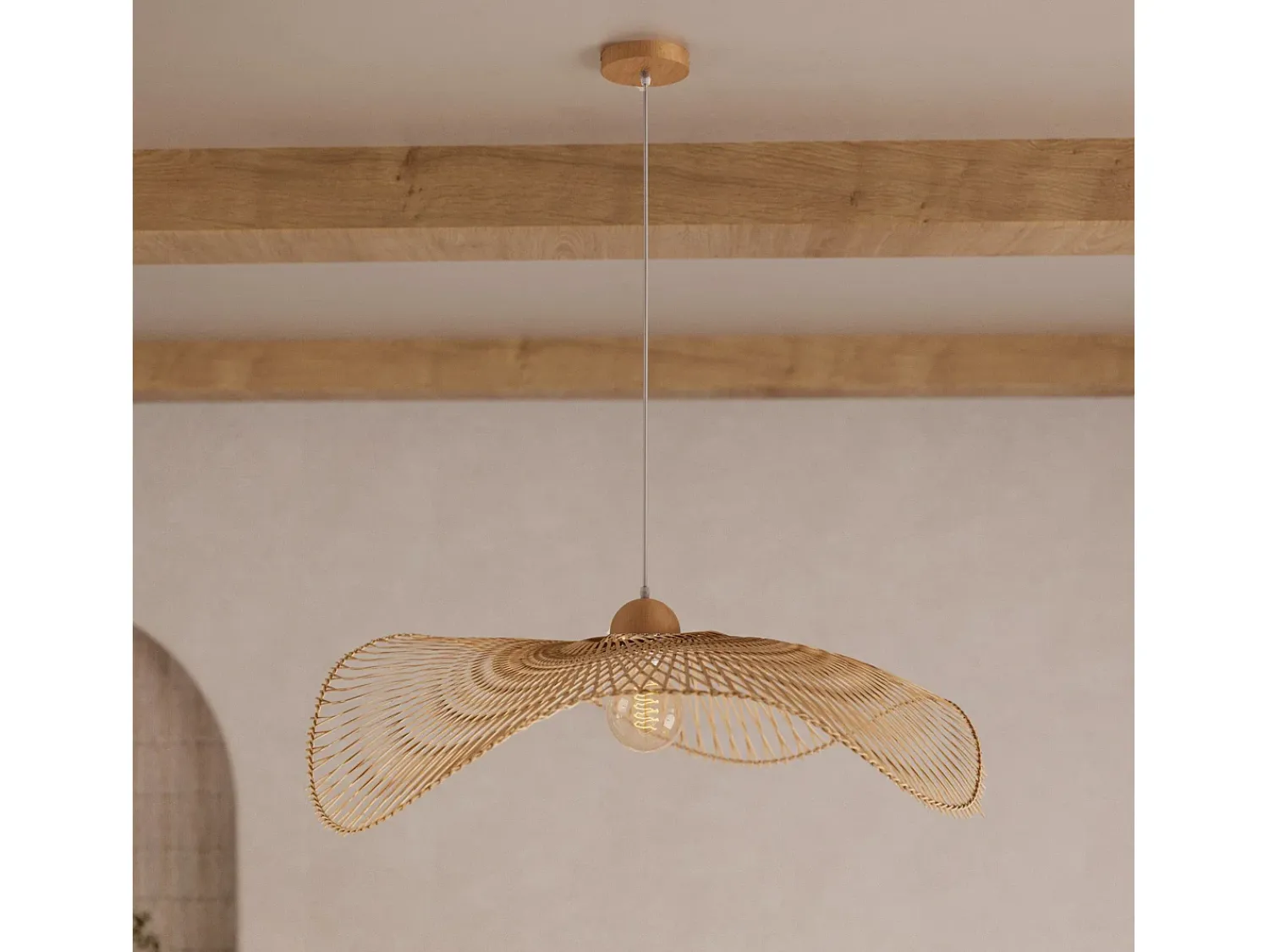 Rendez-Vous Déco Lámpara Suspendida^Lámpara colgante D75 cm en bambú - Jipi Blanco