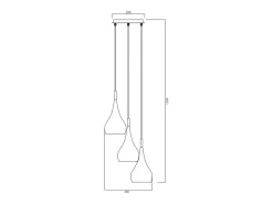OZAIA Lámpara Suspendida^Lámpara colgante de 3 pantallas de metal brillante, L. 36 x H. 138 cm, OSARA Dorado