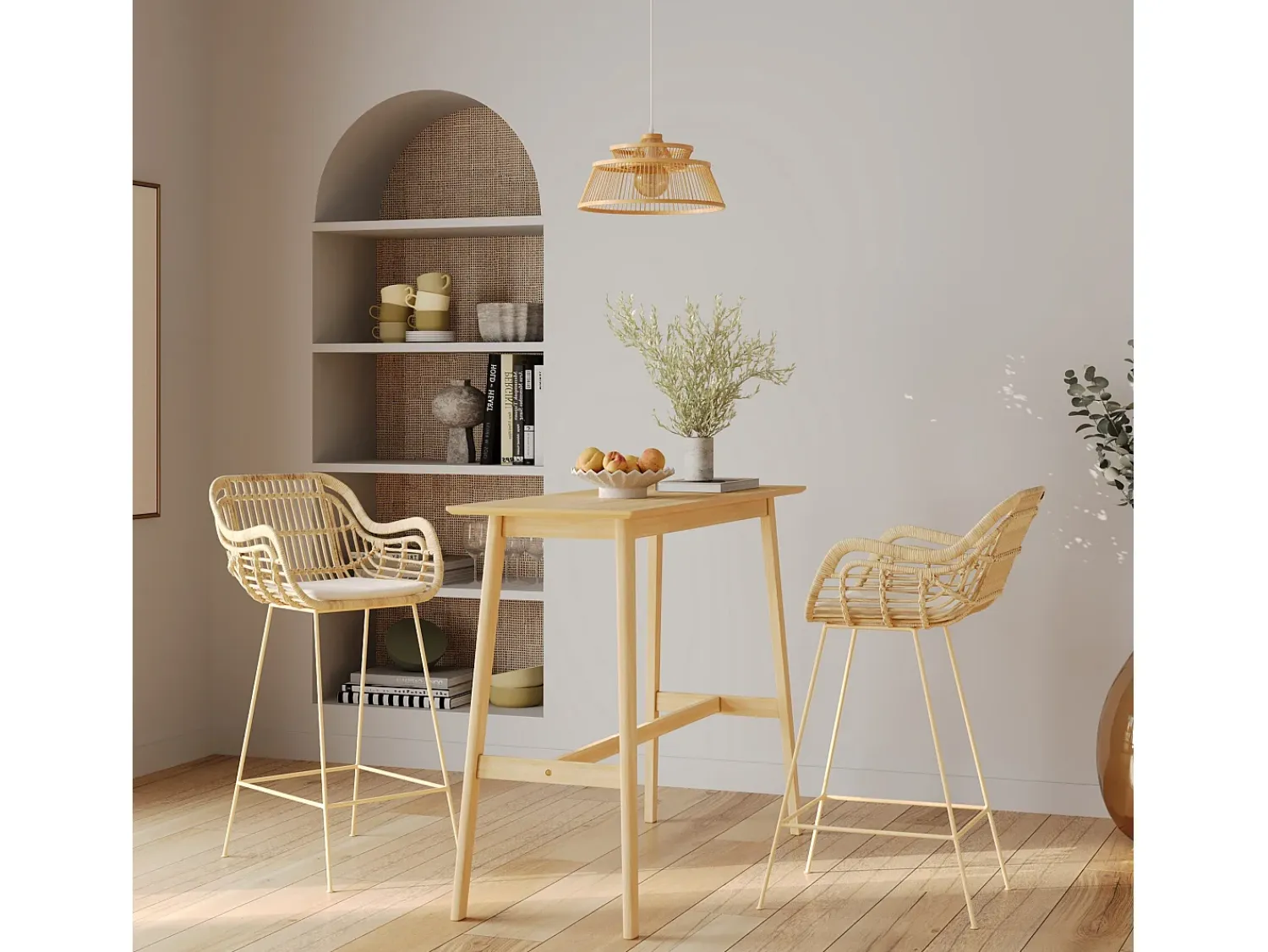 Rendez-Vous Déco Lámpara Suspendida^Lámpara colgante de bambú natural 36 cm - Tahaa Beige