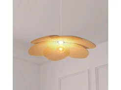 Atmosphera Lámpara Suspendida^Lámpara colgante de pétalos de bambú natural 62 cm Beige