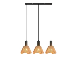 Best NETTLIFE Lámpara colgante de ratán bohemio con 3 luces - Lámpara de araña vintage de cuerda de cáñamo trenzada E27 -(bombillas no incluidas) Marru00f3n