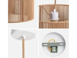 Lámpara colgante de techo con cáñamo , 40cm natural