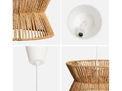 Sweeek Lámpara Suspendida^Lámpara colgante de techo con imitación ratán, 35cm natural Color natural claro