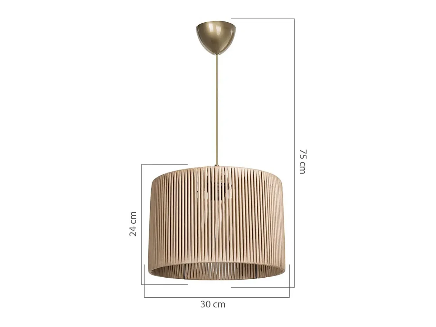 New marque Lámpara Colgante E27 Natural D30x75cm Plafón Con Difusión Suave Beige