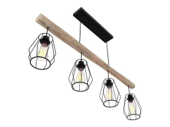 Hot Rendez-Vous Déco Lámpara colgante en madera y metal 4 lámparas - Clotilde Negro