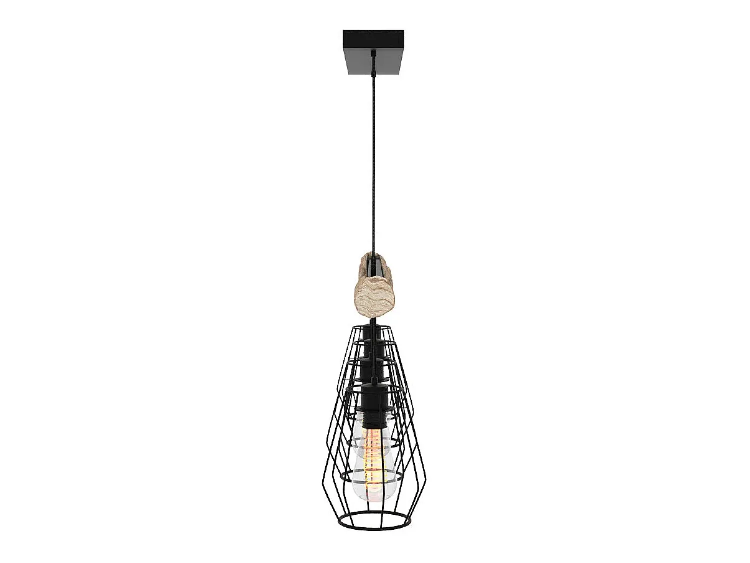 Hot Rendez-Vous Déco Lámpara colgante en madera y metal 4 lámparas - Clotilde Negro