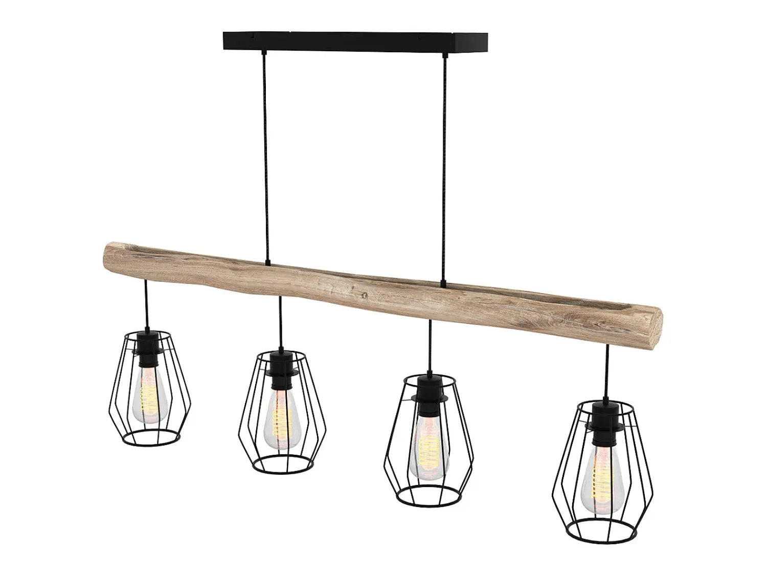 Hot Rendez-Vous Déco Lámpara colgante en madera y metal 4 lámparas - Clotilde Negro