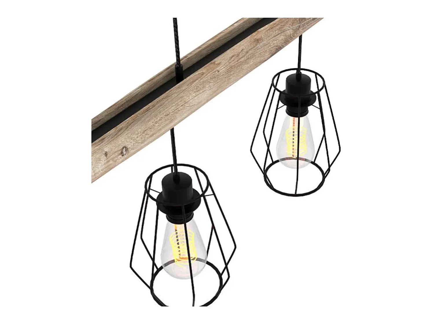 Hot Rendez-Vous Déco Lámpara colgante en madera y metal 4 lámparas - Clotilde Negro