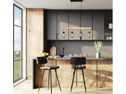 Hot Rendez-Vous Déco Lámpara colgante en madera y metal 4 lámparas - Clotilde Negro