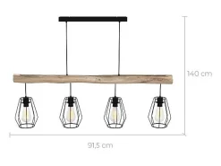 Hot Rendez-Vous Déco Lámpara colgante en madera y metal 4 lámparas - Clotilde Negro