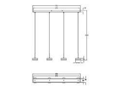 Discount Lámpara colgante Fabas Luce Dunk de 4 luces - LED regulable de 32 W - Latón satinado Diseño lineal Amarillo