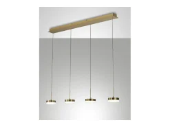 Discount Lámpara colgante Fabas Luce Dunk de 4 luces - LED regulable de 32 W - Latón satinado Diseño lineal Amarillo
