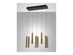 Lámpara colgante Fabas Luce Prado de 8 luces - LED regulable de 52 W - Diseño lineal en latón